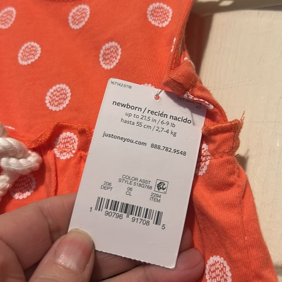Carters Newborn Dress NWT Orange - Picture 4 of 5